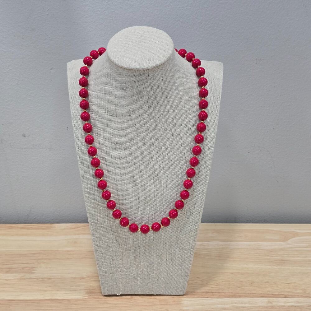 Retro Red Gold Bead Necklace Patriotic USA Americana 4th of July Fourth